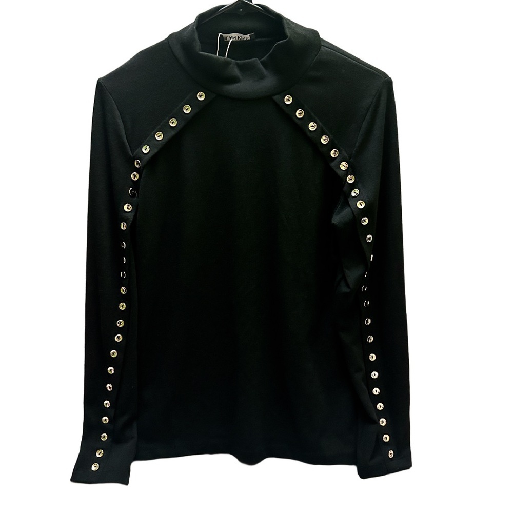 Milan Kiss Elegant Black Studded Women's Blouse L
